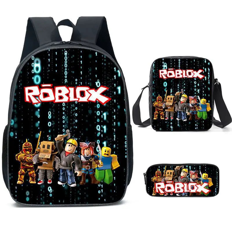 Kit 3 Peças Escolar Roblox - Mochila + Bolsa + Estojo