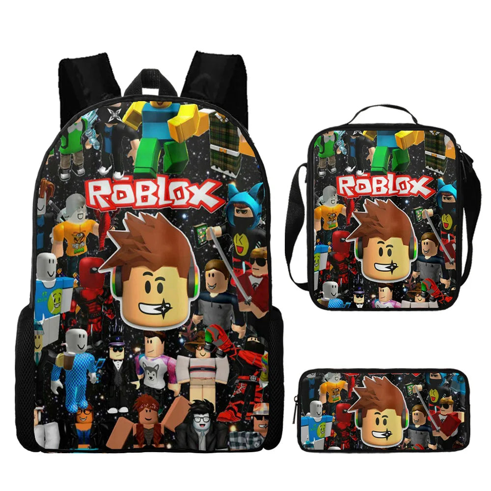 Kit 3 Peças Escolar Roblox - Mochila + Bolsa + Estojo