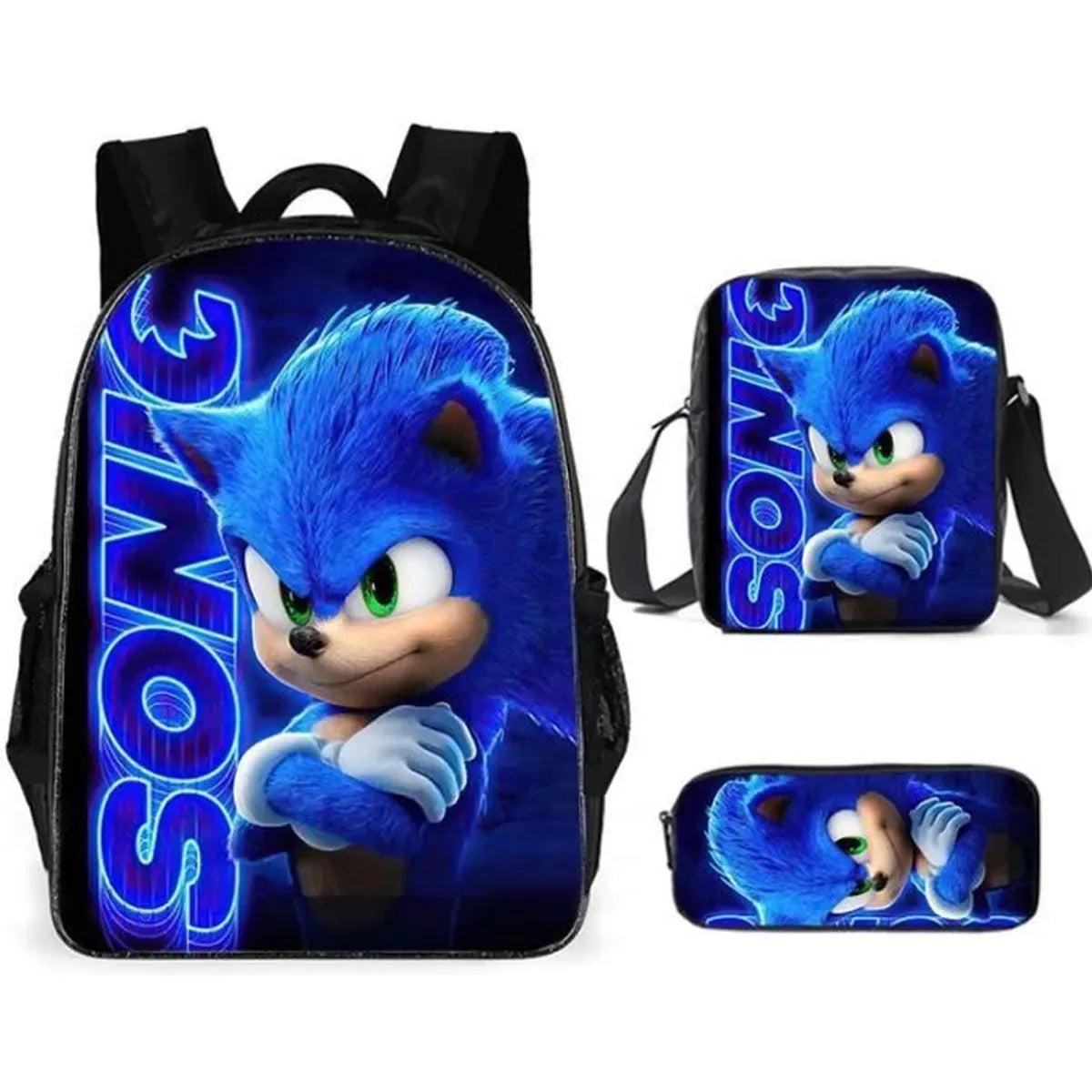 Kit 3 Peças Sonic - Mochila + Bolsa + Estojo