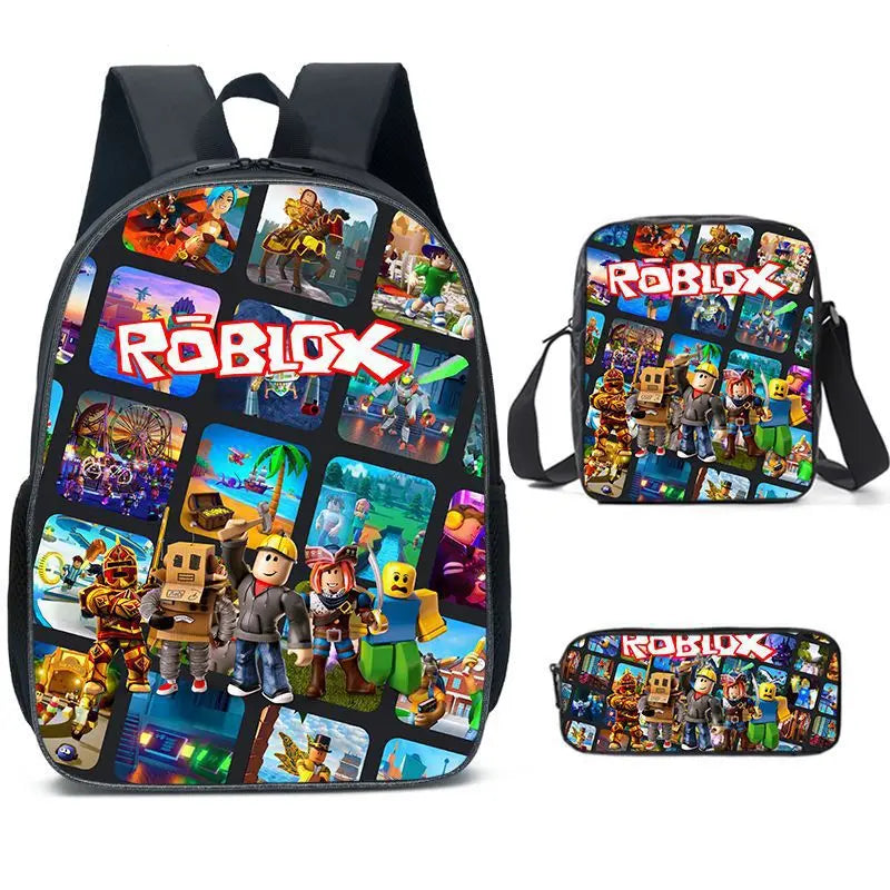 Kit 3 Peças Escolar Roblox - Mochila + Bolsa + Estojo