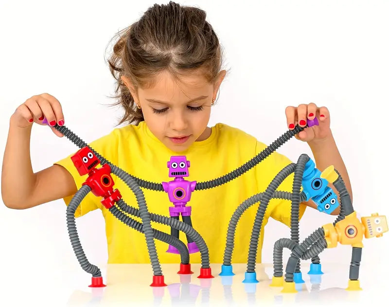 Kit com 4x Mini Robôs Marvin com Luzes e Ventosas que esticam