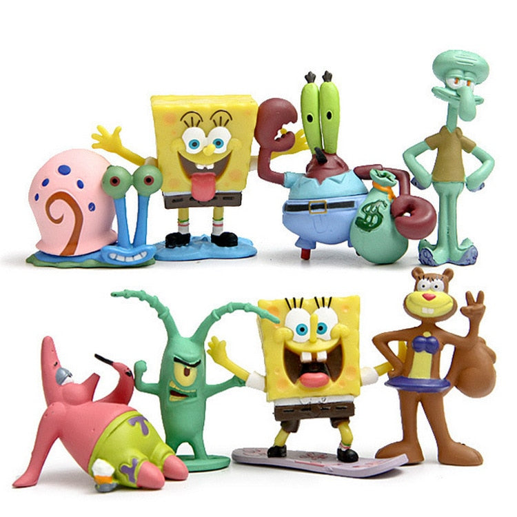Kit 8 Bonecos Bob Esponja e sua Turma