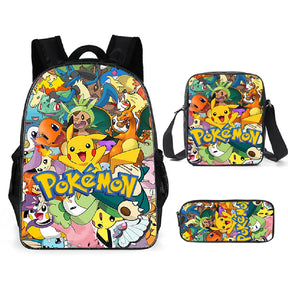 Kit 3 Peças Escolar Pokemon - Mochila + Bolsa + Estojo