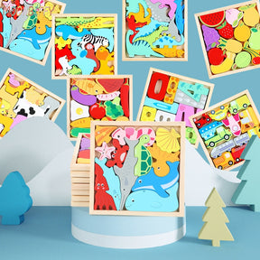 Quebra-Cabeça Animais Divertidos - Em Madeira