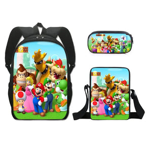 Kit 3 Peças Super Mario - Mochila + Bolsa + Estojo