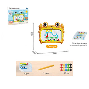 Quadro Magnético para Desenho Infantil com Caneta e Miçangas Magnéticas - Brinquedo Educativo Montessoriano para Pré-escola e Viagem