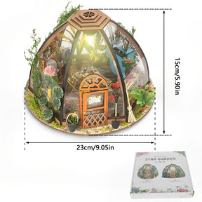 Kit de Casa de Boneca em Miniatura DIY 3D Jardim com Luz LED