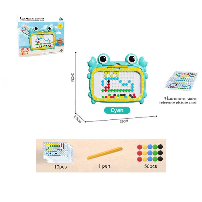 Quadro Magnético para Desenho Infantil com Caneta e Miçangas Magnéticas - Brinquedo Educativo Montessoriano para Pré-escola e Viagem