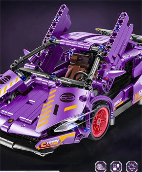 Carro de Corrida em blocos de montar Lamborghini Roxa - 470 peças