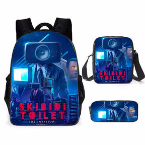 Kit 3 Peças Escolar Skibidi Toillet - Mochila + Bolsa + Estojo