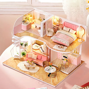 Apartamento Duplex Feito à Mão em Miniatura de Madeira 3D com Móveis