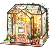 Kit de Casa de Boneca em Miniatura DIY 3D Jardim com Luz LED