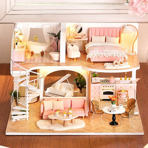 Apartamento Duplex Feito à Mão em Miniatura de Madeira 3D com Móveis