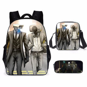 Kit 3 Peças Escolar Skibidi Toillet - Mochila + Bolsa + Estojo