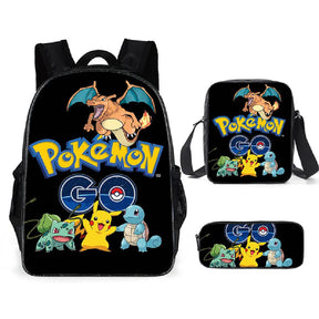 Kit 3 Peças Escolar Pokemon - Mochila + Bolsa + Estojo