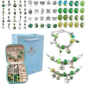 Pulseira Criativa - Kit com Pulseiras + Colares + Berloques, pingentes + Brinde Porta joias em couro