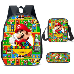 Kit 3 Peças Super Mario - Mochila + Bolsa + Estojo